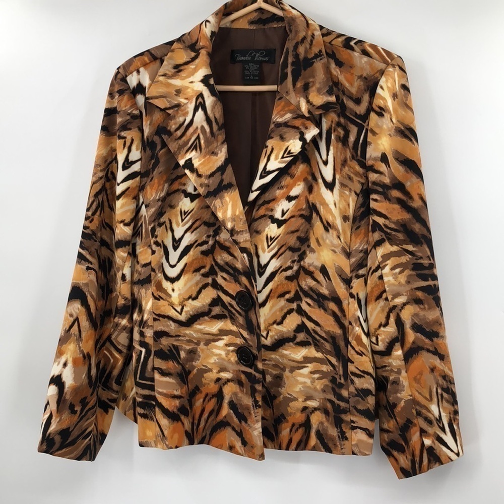 Brandon Thomas Blazer Jacket Size L Animal Print